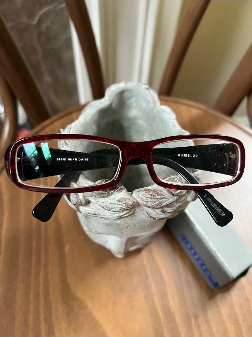 Alain Mikli vintage y2k Rectangular Glasses Frames Burgundy Red Black A0358-29